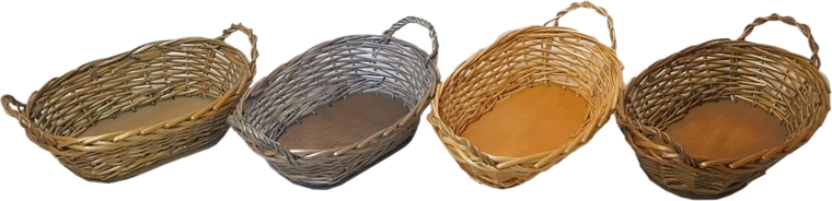 Oval basket made of lacquered wicker 30 × 20 × 12 cm with handles