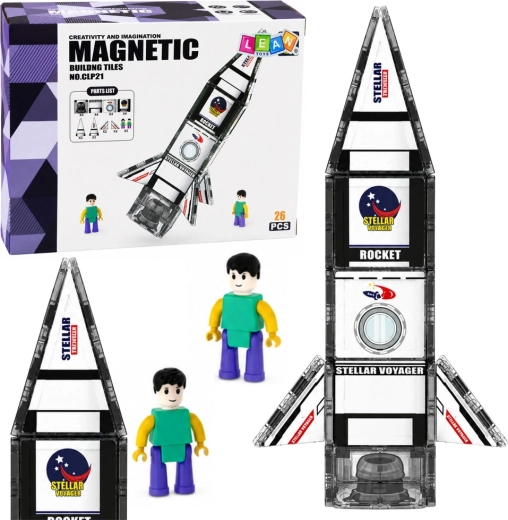 Magnetilised konstruktsiooniklotsid kosmoserakett astronauti figuuriga (26 tk)