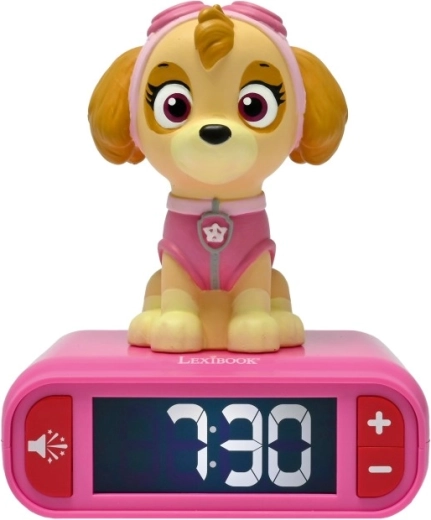 Lexibooki Paw Patroli äratuskell helendava Skye figuuriga