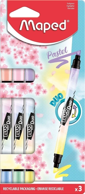 Tekstimarkerid MAPED Fluo Peps Duo Pastel, komplekt 3 tk