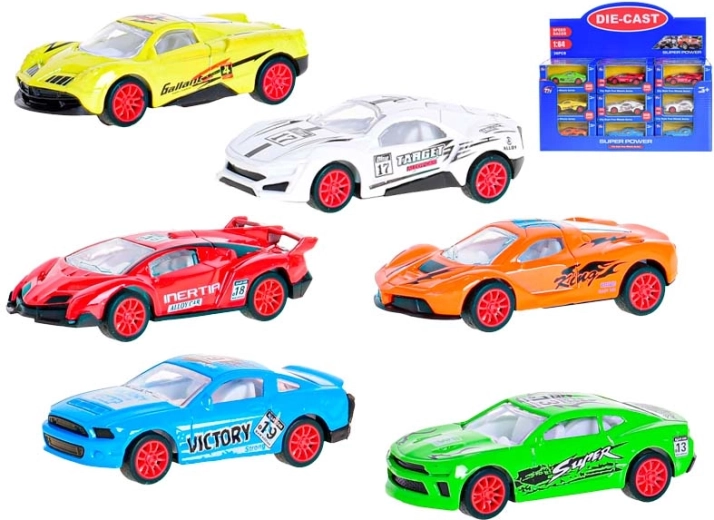 Metal sports car toy 1:64 with pull-back action