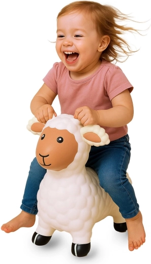 Hüppeloomake lammas HoppyDoo valge koos käsipumbaga - 1 tk