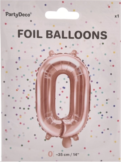 Foil balloon number 0, pearl pink, 35 cm