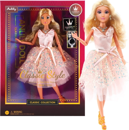 Fashion doll in light pink party dress
