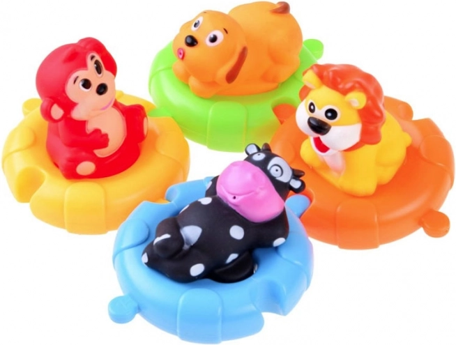 Rubber Animals on Floating Puzzles