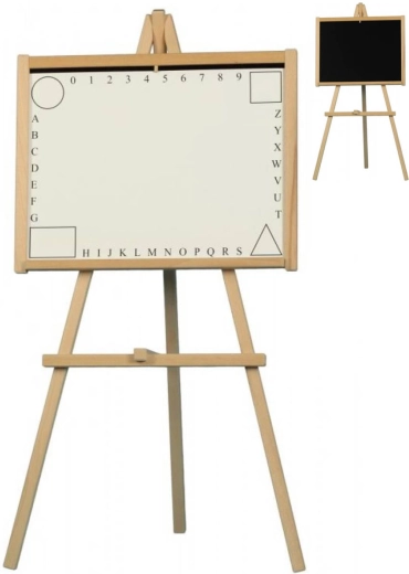 Wooden children's easel board 2-in-1 for chalk and markers, magnetic