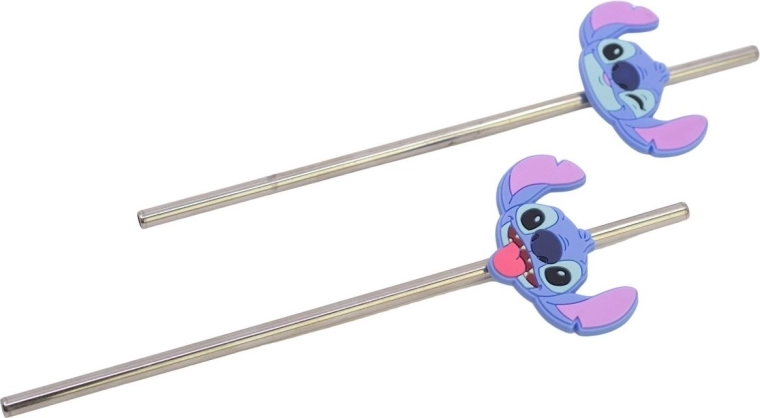 Stor set of stainless steel straws Stitch - 2 pcs