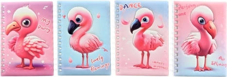 Flamingo-themed notebook, spiral binding 13 × 17.5 cm
