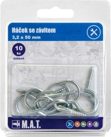 Hook with thread 50 × 3.2 mm, galvanized (10 pcs)