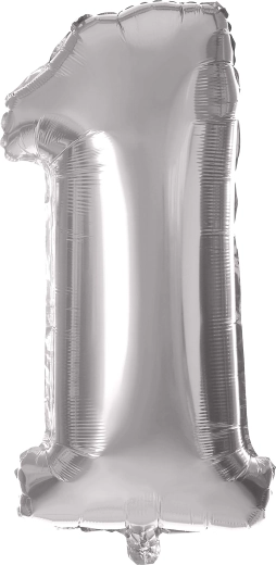 TORO Foil Balloon Number 1, 30 cm, Silver