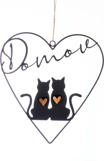 Metal cat decoration HOME black