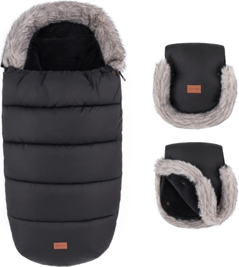 Petite&Mars talvekomplekt: soojakott Comfy 4v1 ja Furry vankrikindad forever black