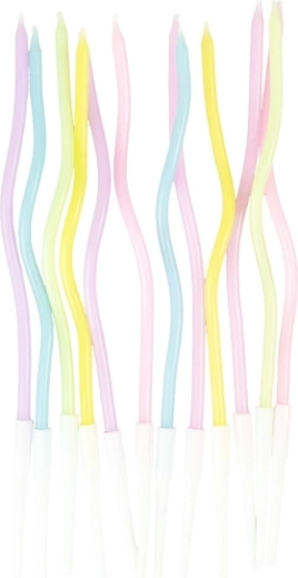 Pastel Twisted Cake Candles 11.5 cm (12 pcs)