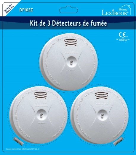 Lexibook Set of 3 Smoke Detectors with Batteries
