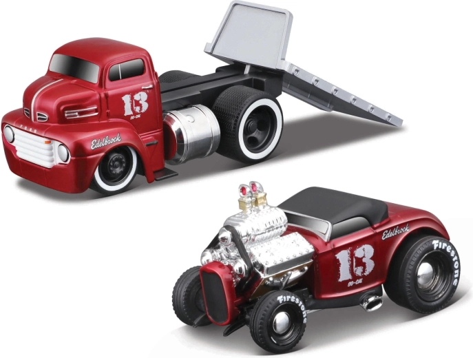 Maisto Muscle Transports 1950 Ford COE platvormveok Ford Roadsteriga 1:64