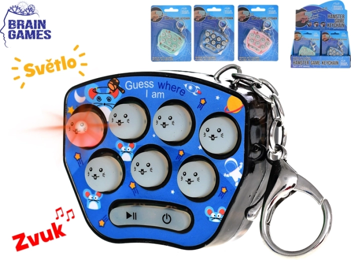 Brain Games keychain with hamster – interactive memory and reflex game