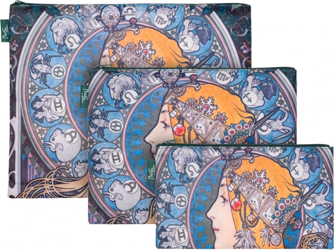 3 kosmeetikakoti komplekt Alphonse Mucha „Zodiac” motiiviga