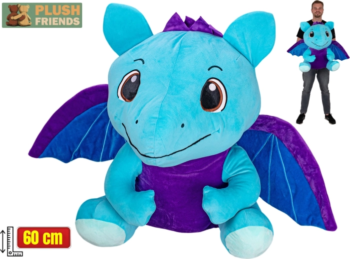 Plush Friends sinine plüüsdraak 60 cm, istuv