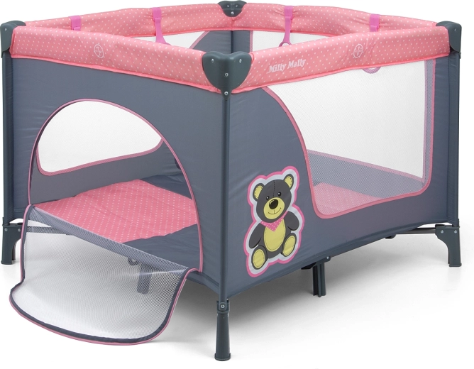 Reisivoodi ja mänguaedik Milly Mally Fun Pink Bear