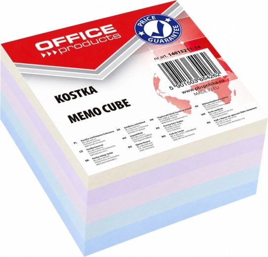 Liimitud paberkuubik Office Products 85 × 85 × 40 mm, värvide segu - 1 tk