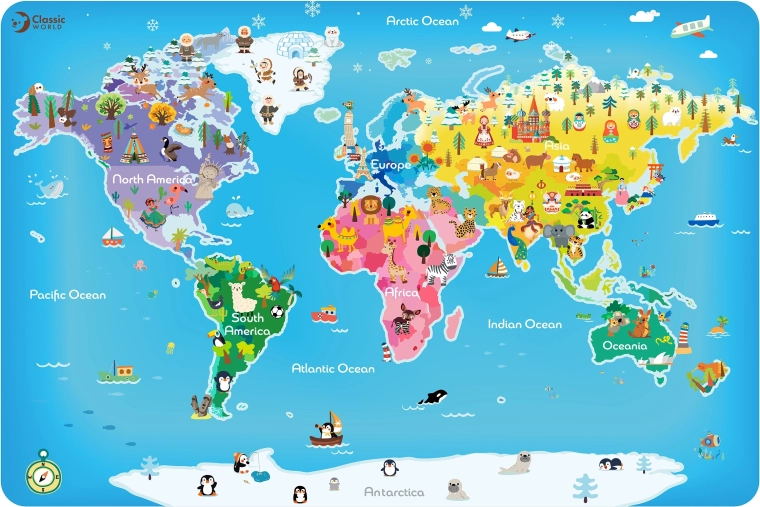 Wooden World Map Puzzle for Children Classic World