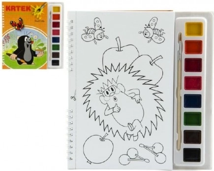 Coloring Book Mole with Watercolors and Brush