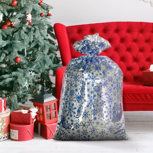 Extra-Large Christmas Gift Bag with Snowflake Pattern 78 × 120 cm