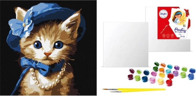 Malow.po paint by numbers 30 × 30 cm – kitten in a hat