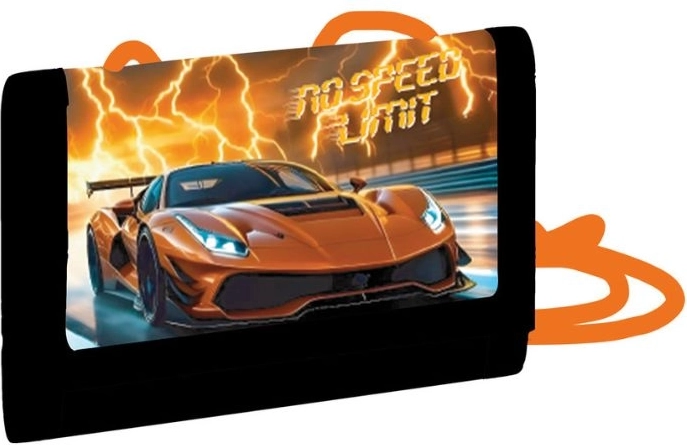 Laste tekstiilist rahakott auto motiiviga kaela