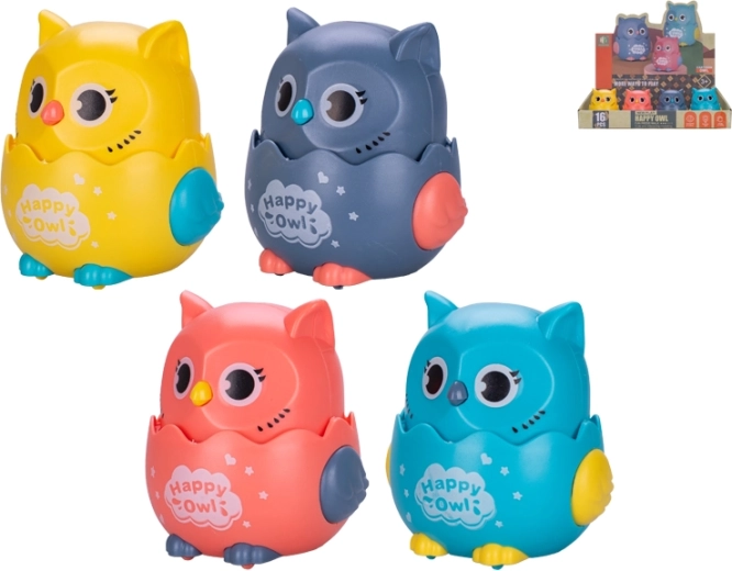 Push-Activate Rolling Owl 7 cm – fun toy for kids 3+