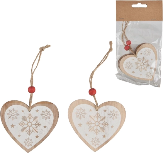 White hanging wooden heart (2 pcs)