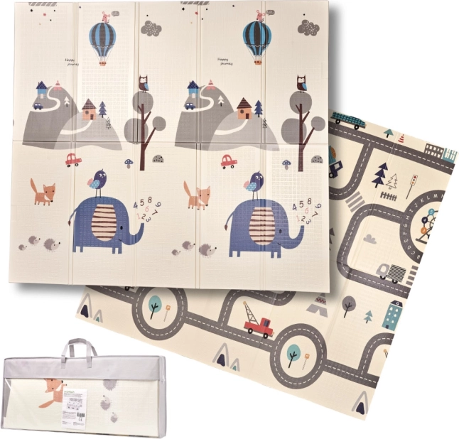 Kokkupandav kahepoolselt kasutatav XPE vahust õppepõrandamatt 180 × 200 cm tänav/mets