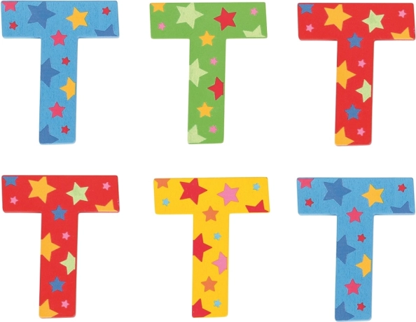 Bigjigs Toys tähekujundusega täht T – puidust 7×7 cm