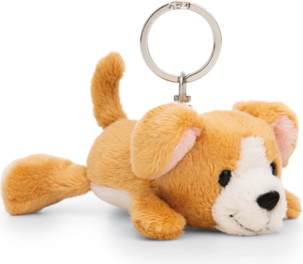 NICI Keychain Brown Dog Lying Down Green
