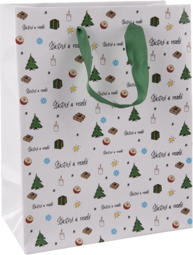 Gift paper bag "Happy and Merry" 18 × 10 × 23 cm