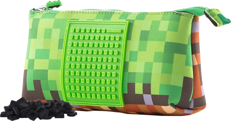 Pixie Crew large green-brown pencil case with small panel