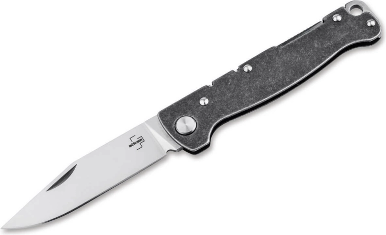 Böker Plus Atlas Clip Point taskunuga, D2, stonewash, klamber