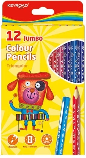 KEYROAD Jumbo Triangular Colored Pencils, 12 colors