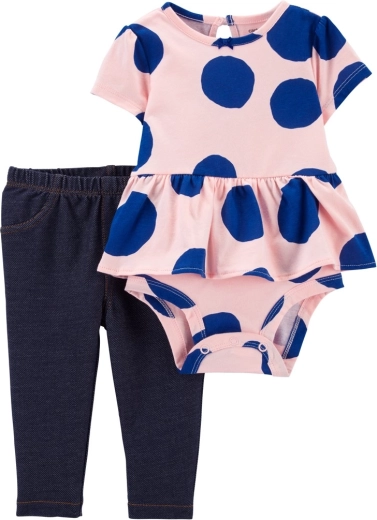 Carter's 2-osaline beebikomplekt – lühikese varrukaga bodi ja retuusid PinkBlue Dots, suurus 56