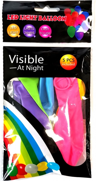 LED light-up balloons 30 cm – 5 pcs assorted colors