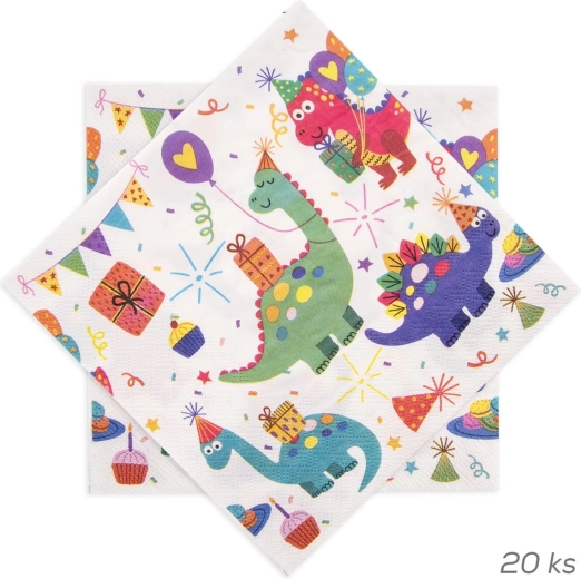 Pabersalvrätikud dinosauruste motiiviga 33 × 33 cm (20 tk)