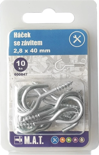 Keermestatud konks 20 × 2,3 mm, tsingitud (10 tk)
