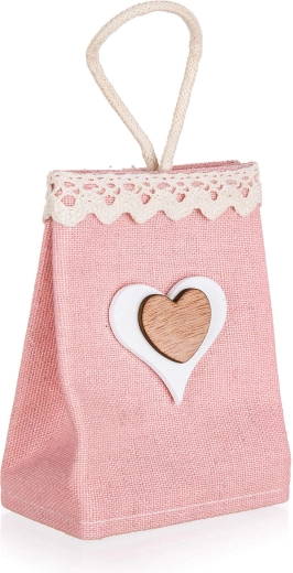 Puuvillane südamega kinkekott, heleroosa 7 × 12 × 4 cm