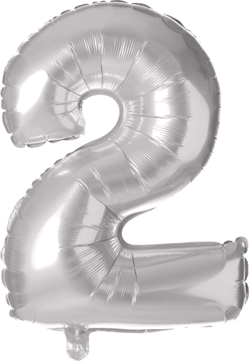 Foil Balloon Number 2, 30 cm, Silver TORO