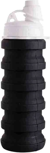 Collapsible silicone drinking bottle – black