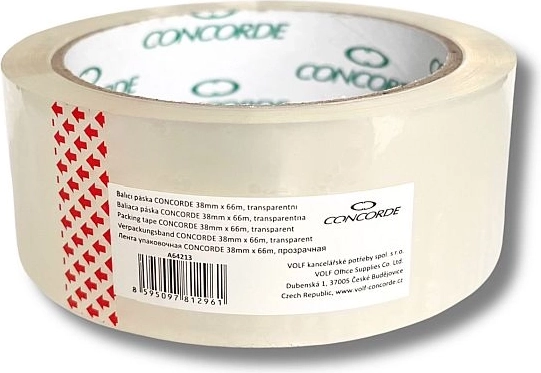 Läbipaistev pakketeip 38 mm × 66 m CONCORDE