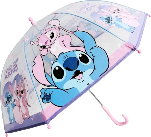 Transparent children's Lilo & Stitch umbrella with Stitch and Angel, pink