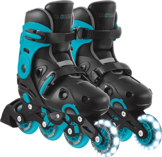 Globber Go Skates Lights laste rulluisud valgustava esirattaga must-sinised 34–37