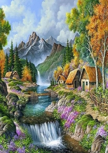 Norimpexi teemantmaalimine Mägimajad 30 × 40 cm