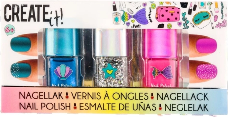 Create It! küünelakk Mermaid – 3 värvi komplekt glitteriga